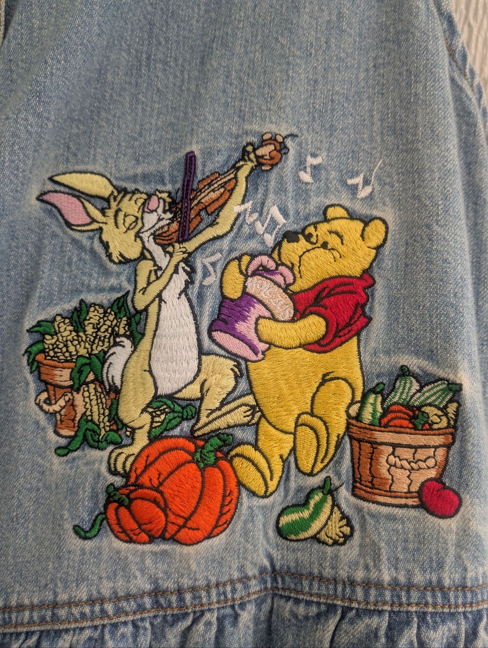 The Disney Catalog Vintage Fall Winnie the Pooh Denim Embroidered Button Dress - Picture 3 of 9